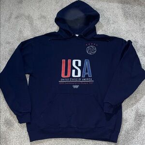 Blue 2020 unisex advantage team USA Volleyball hooded hoodie sweatshirt L slim
